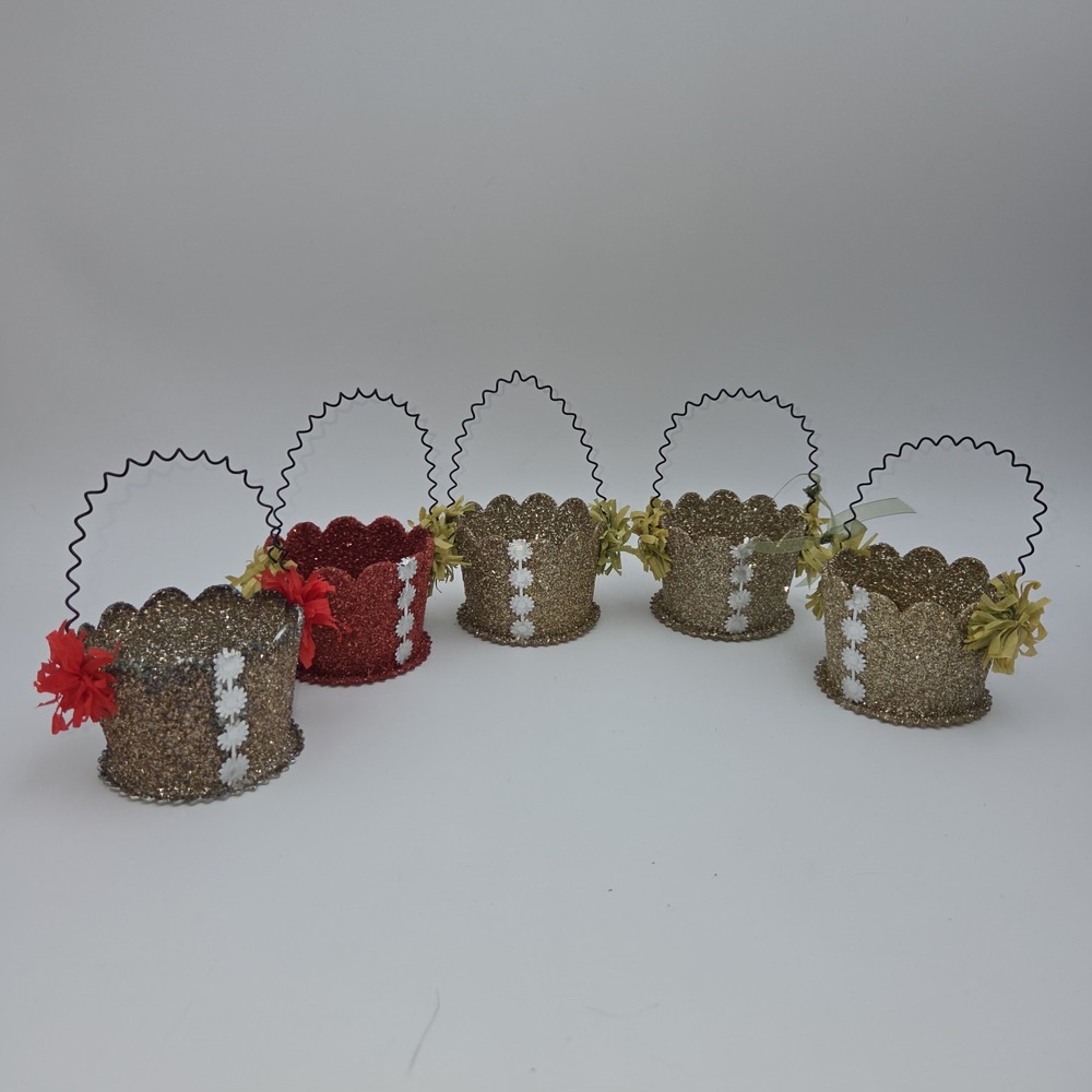 Lots of 5 Wendy Addison Original Gift Basket Paper Mache Christmas Decoration - Picture 6 of 8
